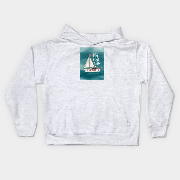 My First Cruise Cute Boat Kids Hoodie by Perspektiva